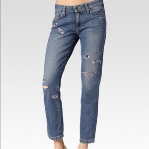 PAIGE Jimmy Jimmy ankle Jeans with Eye patches Embroidery